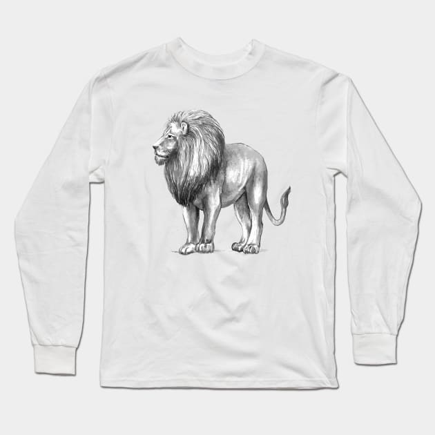 drawing of a lion, king of beasts, predator, male, print, as a gift Long Sleeve T-Shirt by SwetlanaArt